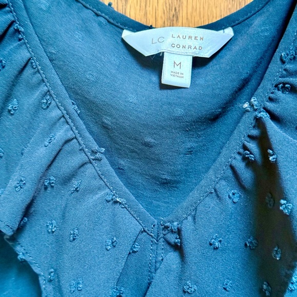 LC Lauren Conrad Blue Ruffled Sleeveless Blouse - Picture 2 of 3